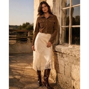 Marcelle Renee Genuine Suede Leather Cropped Jacket S Western 70s Rodeo Revival